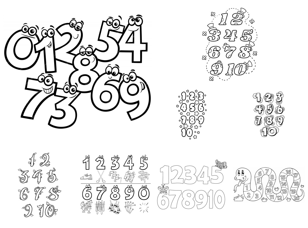 11 desenhos de Números — Para colorir e imprimir