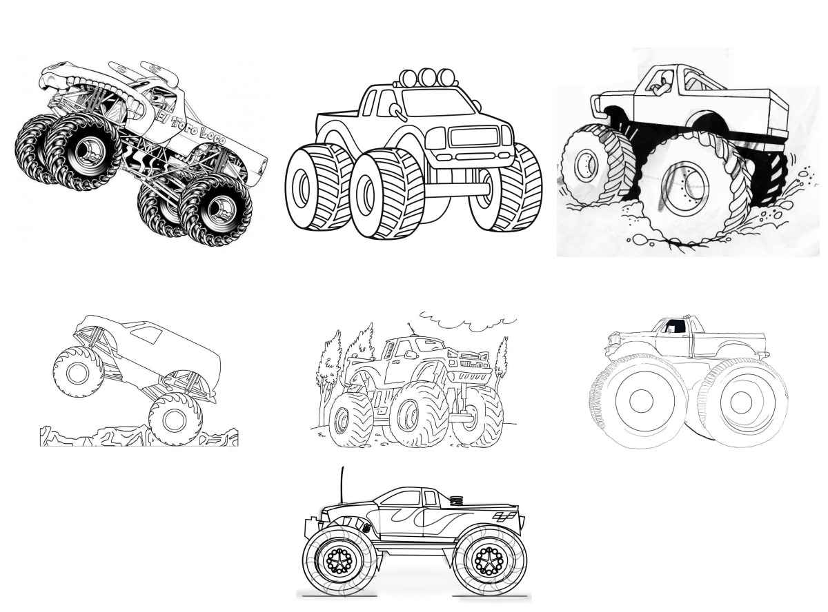 14 desenhos de Monster Truck — Para colorir e imprimir