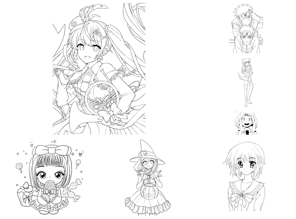 17 desenhos de Anime — Para colorir e imprimir