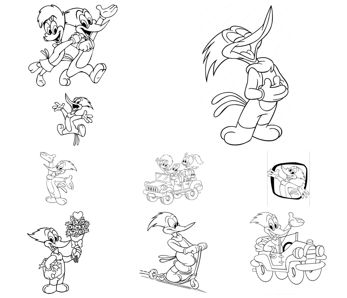 10 desenhos de Pica-pau — Para colorir e imprimir