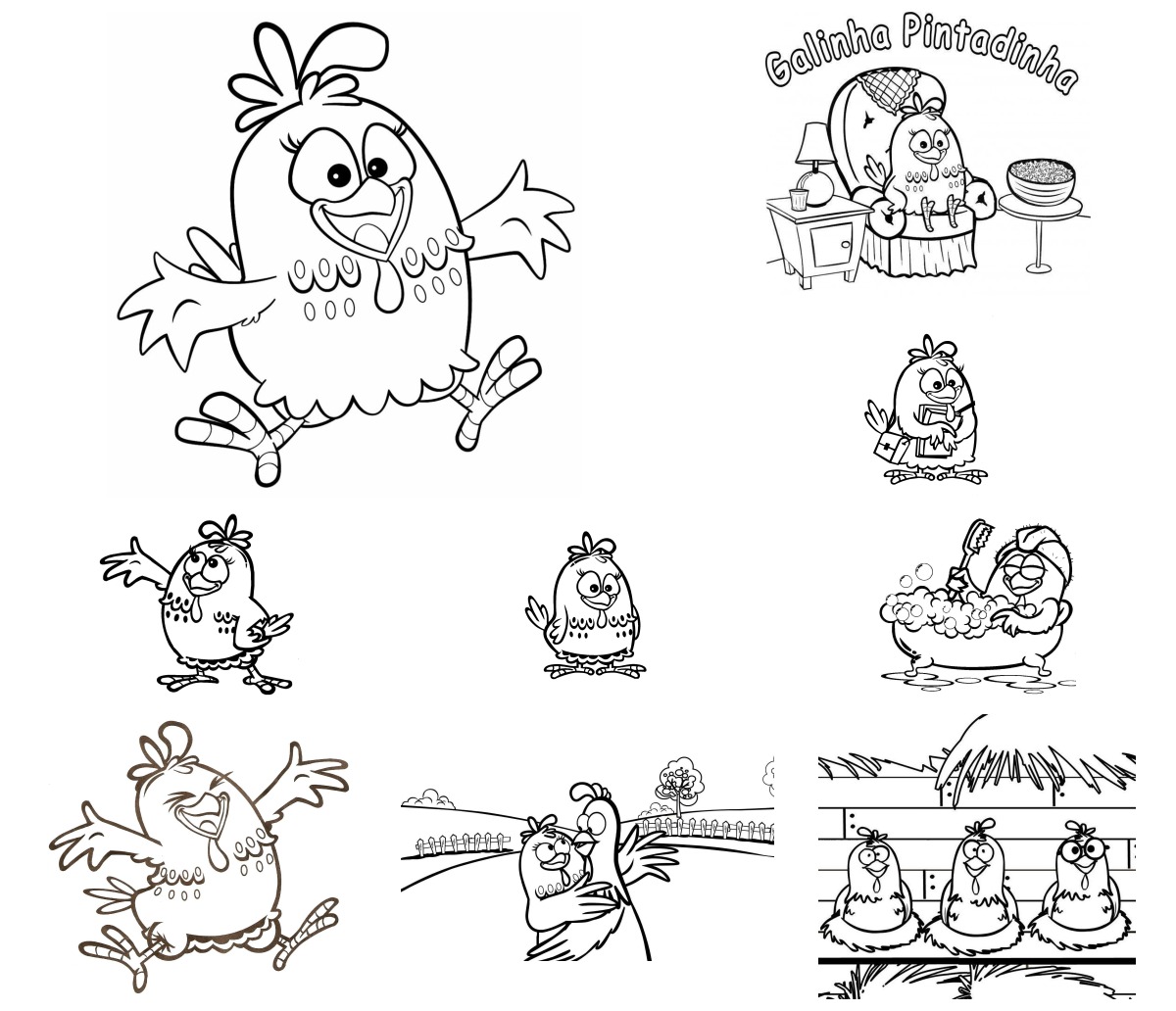 10 desenhos de Galinha Pintadinha — Para colorir e imprimir