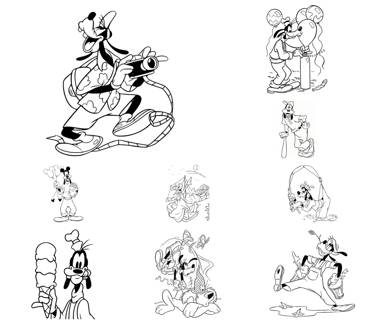 16 desenhos de Pateta — Para colorir e imprimir