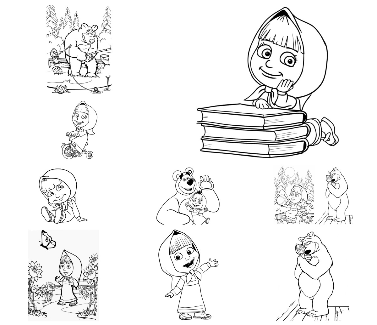 10 desenhos de Masha e o Urso — Para colorir e imprimir