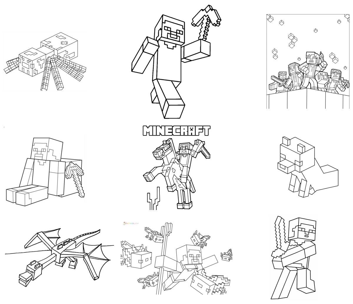 11 desenhos de Minecraft — Para colorir e imprimir