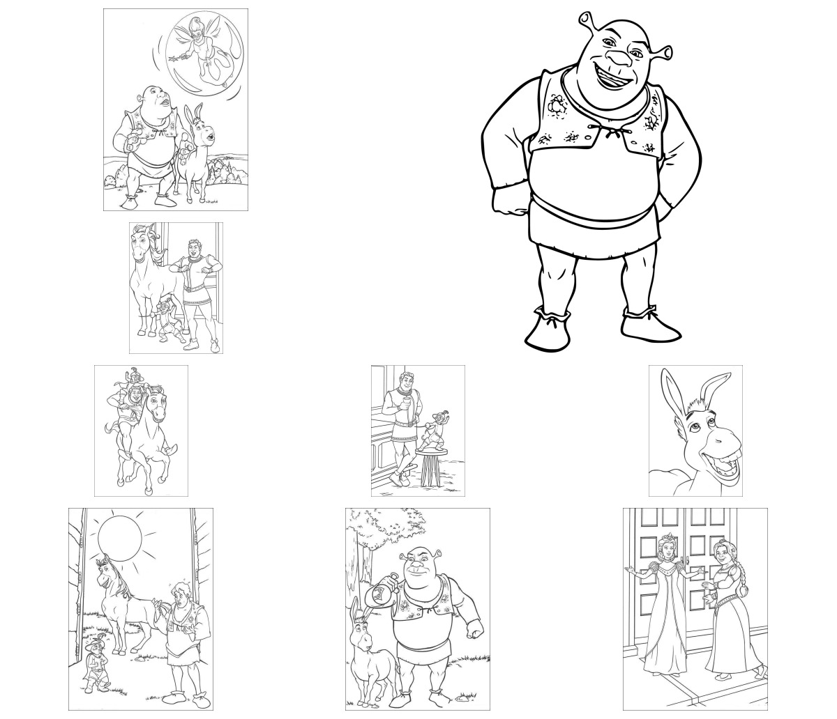42 desenhos de Shrek — Para colorir e imprimir