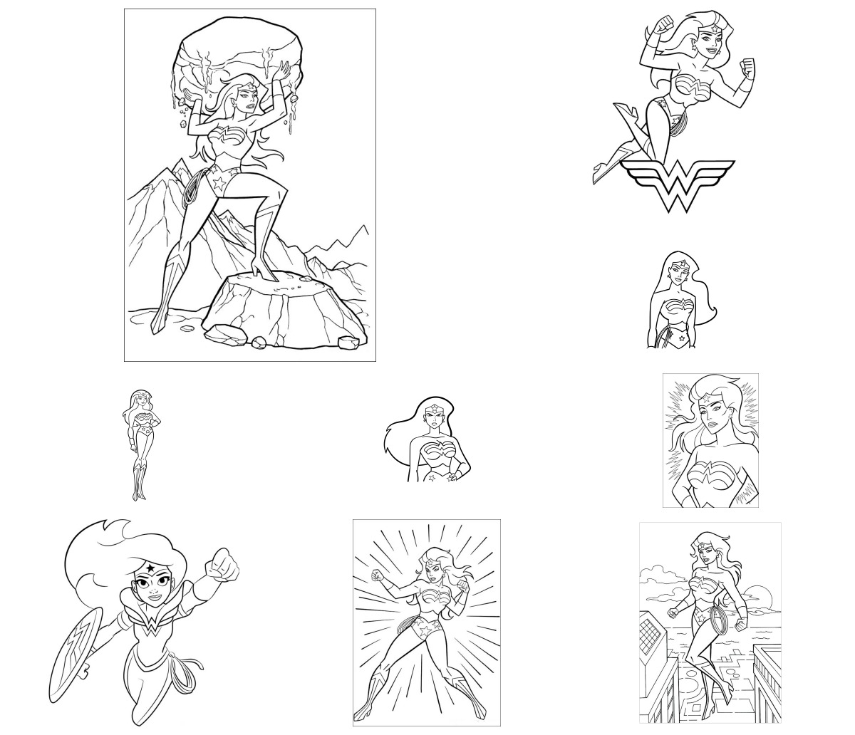 20 desenhos de Mulher-Maravilha — Para colorir e imprimir