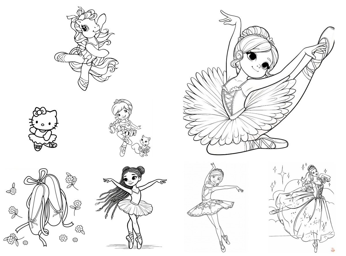 8 desenhos de Bailarina — Para colorir e imprimir