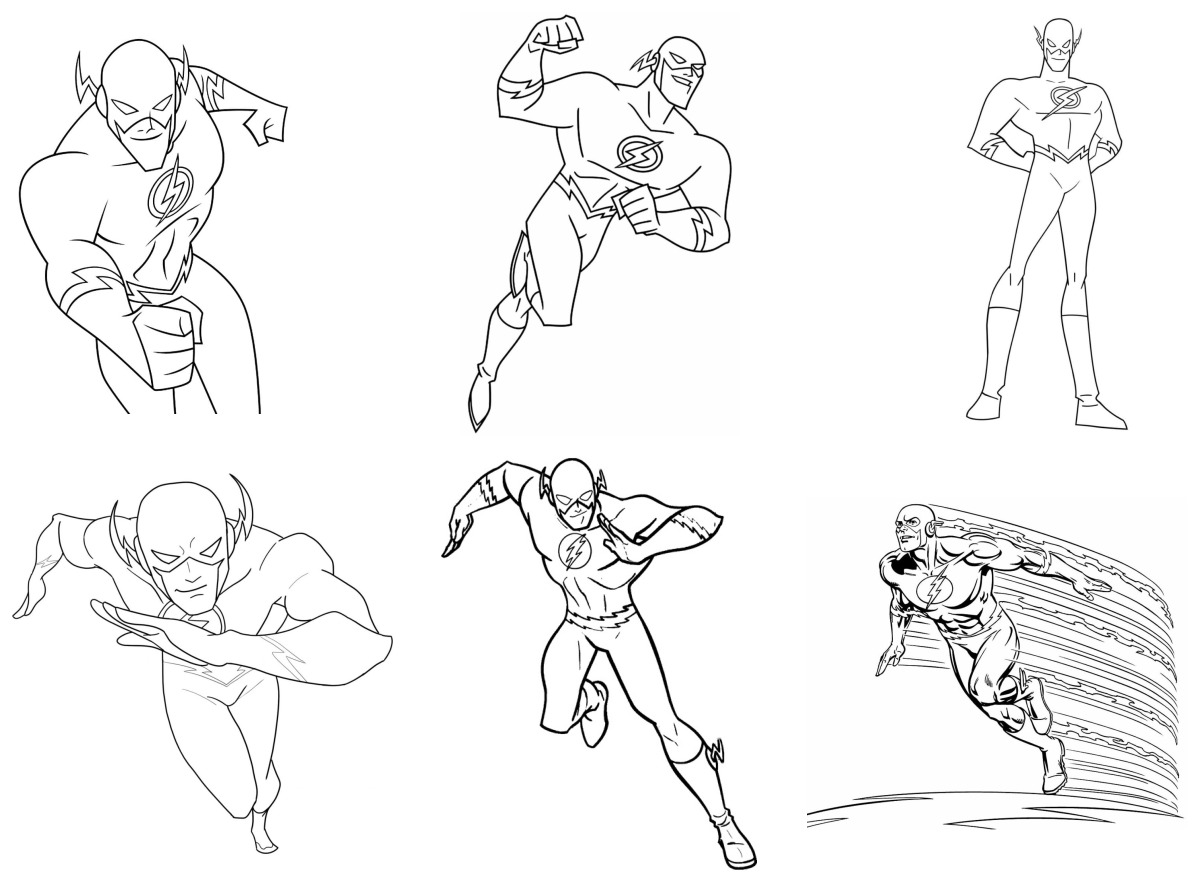 6 desenhos de Flash — Para colorir e imprimir