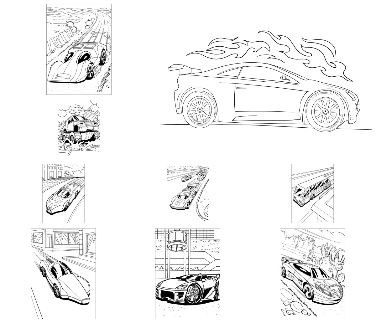 30 desenhos de Hot Wheels — Para colorir e imprimir 30 desenhos de Hot Wheels — Para colorir e imprimir