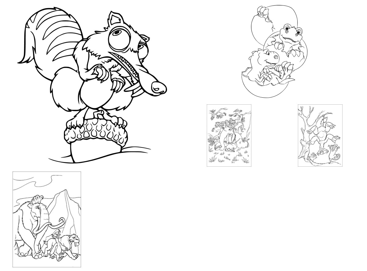 36 desenhos de A Era do Gelo — Para colorir e imprimir