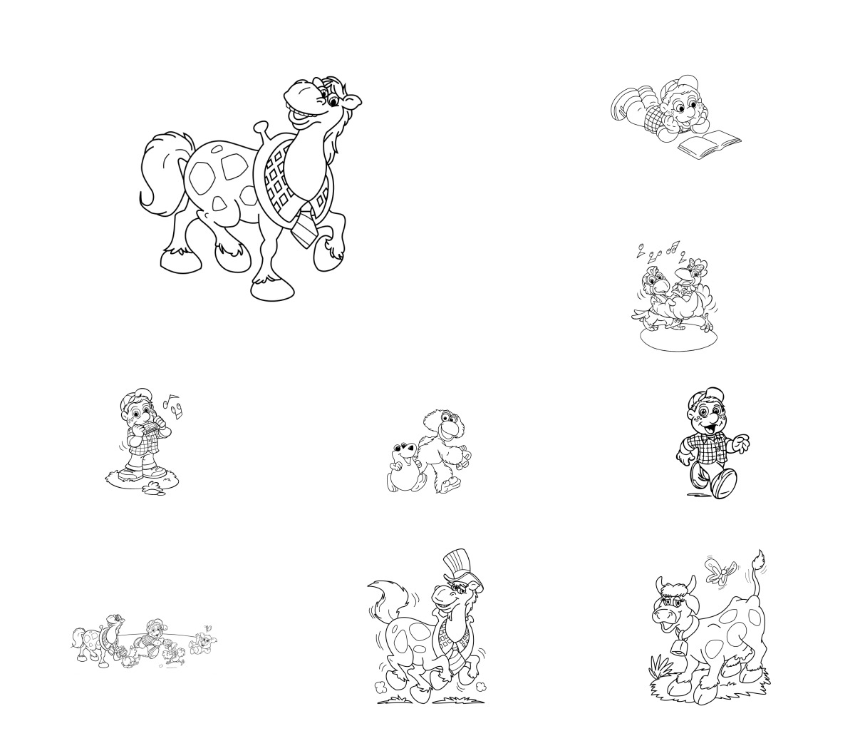 12 desenhos de Cocoricó — Para colorir e imprimir