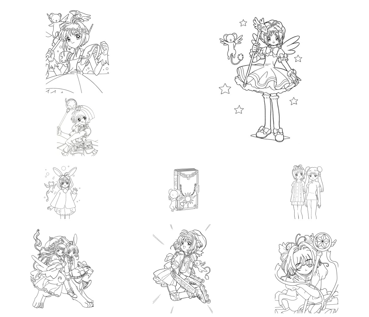12 desenhos de Sakura Card Captors — Para colorir e imprimir 12 desenhos de Sakura Card Captors — Para colorir e imprimir