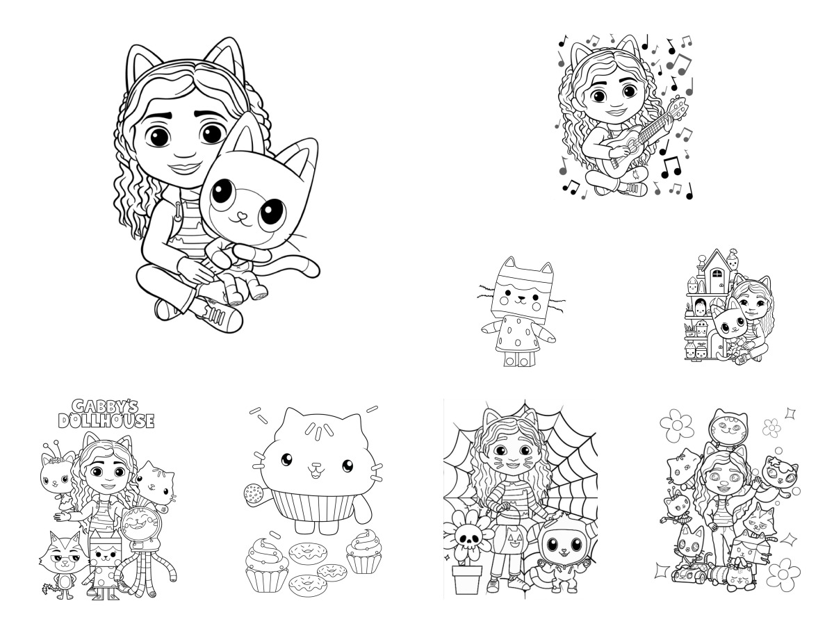 8 desenhos de A Casa Mágica da Gabby — Para colorir e imprimir 8 desenhos de A Casa Mágica da Gabby — Para colorir e imprimir