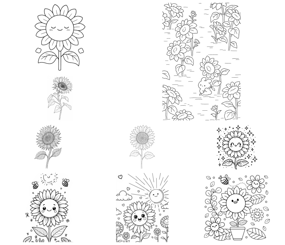 16 desenhos de Girassol — Para colorir e imprimir 16 desenhos de Girassol — Para colorir e imprimir