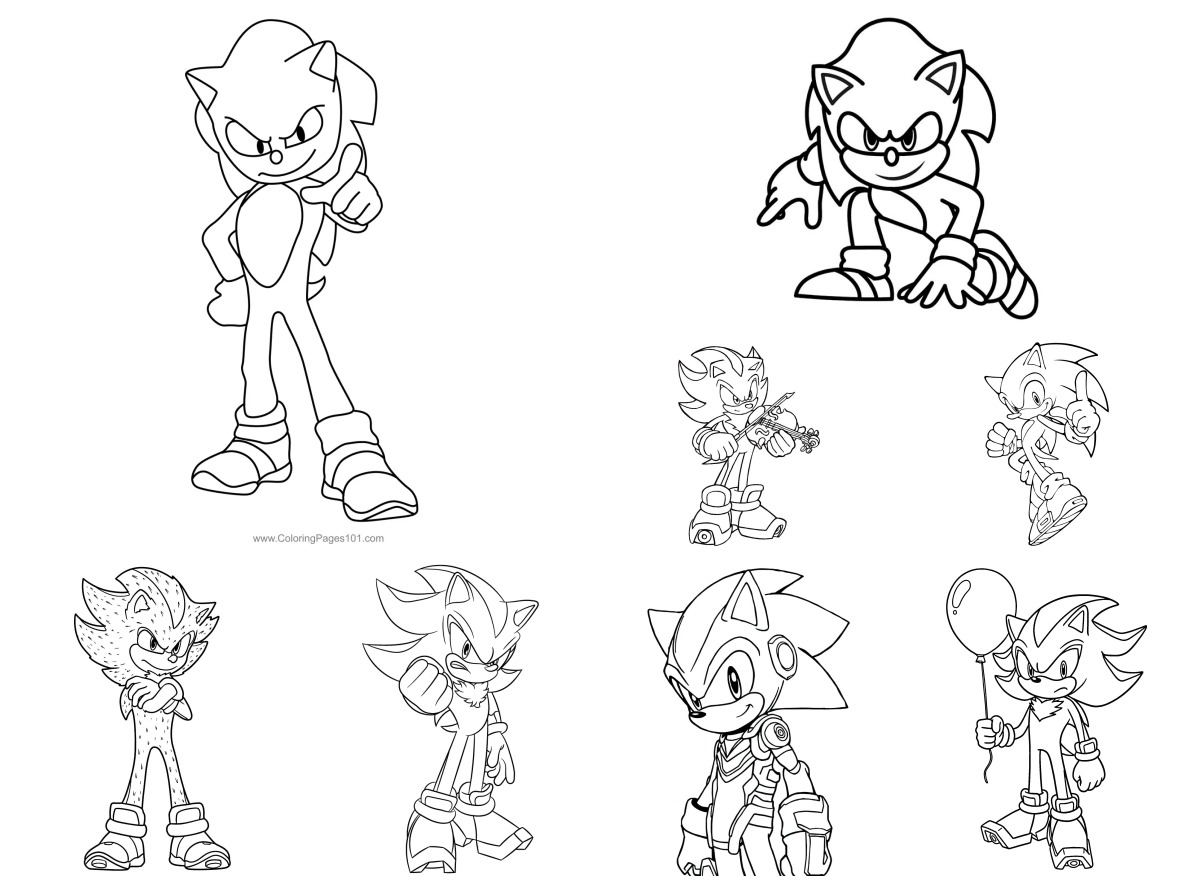 8 desenhos de Shadow The Hedgehog (Sonic) — Para colorir e imprimir