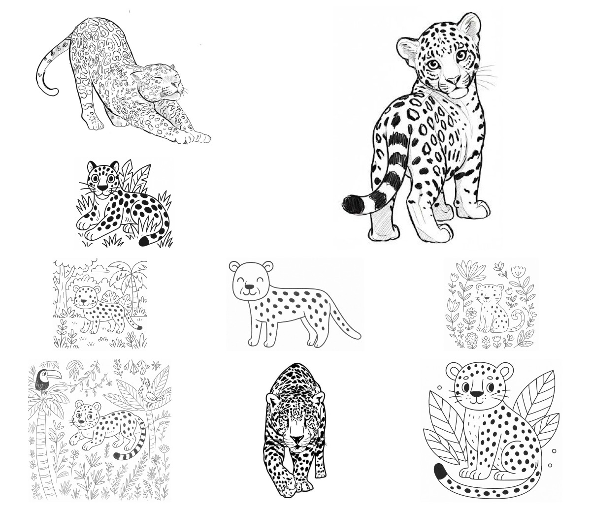 12 desenhos de Onça — Para colorir e imprimir 12 desenhos de Onça — Para colorir e imprimir