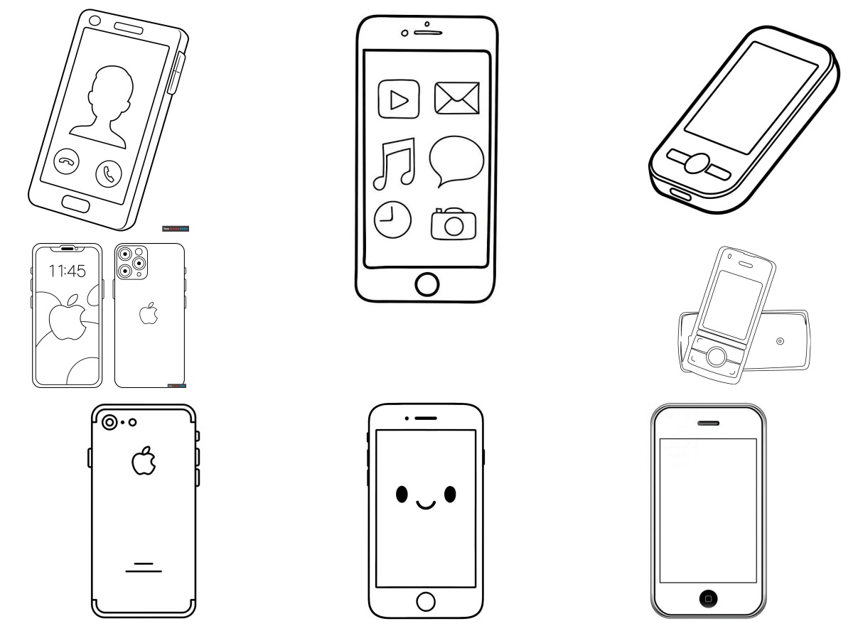 12 desenhos de Celular — Para colorir e imprimir 12 desenhos de Celular — Para colorir e imprimir