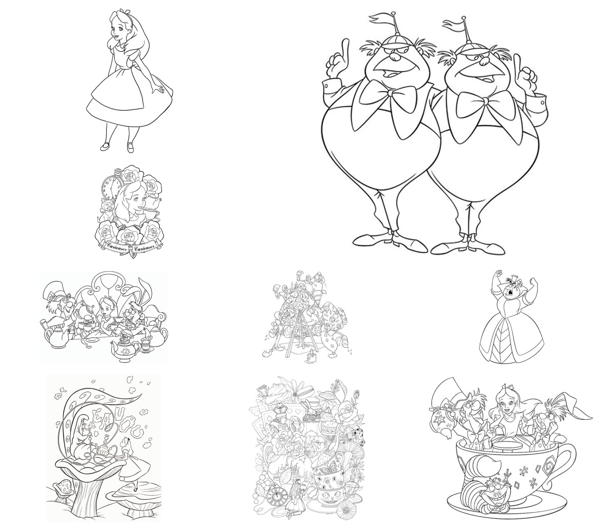 16 desenhos de Alice no País das Maravilhas — Para colorir e imprimir 16 desenhos de Alice no País das Maravilhas — Para colorir e imprimir