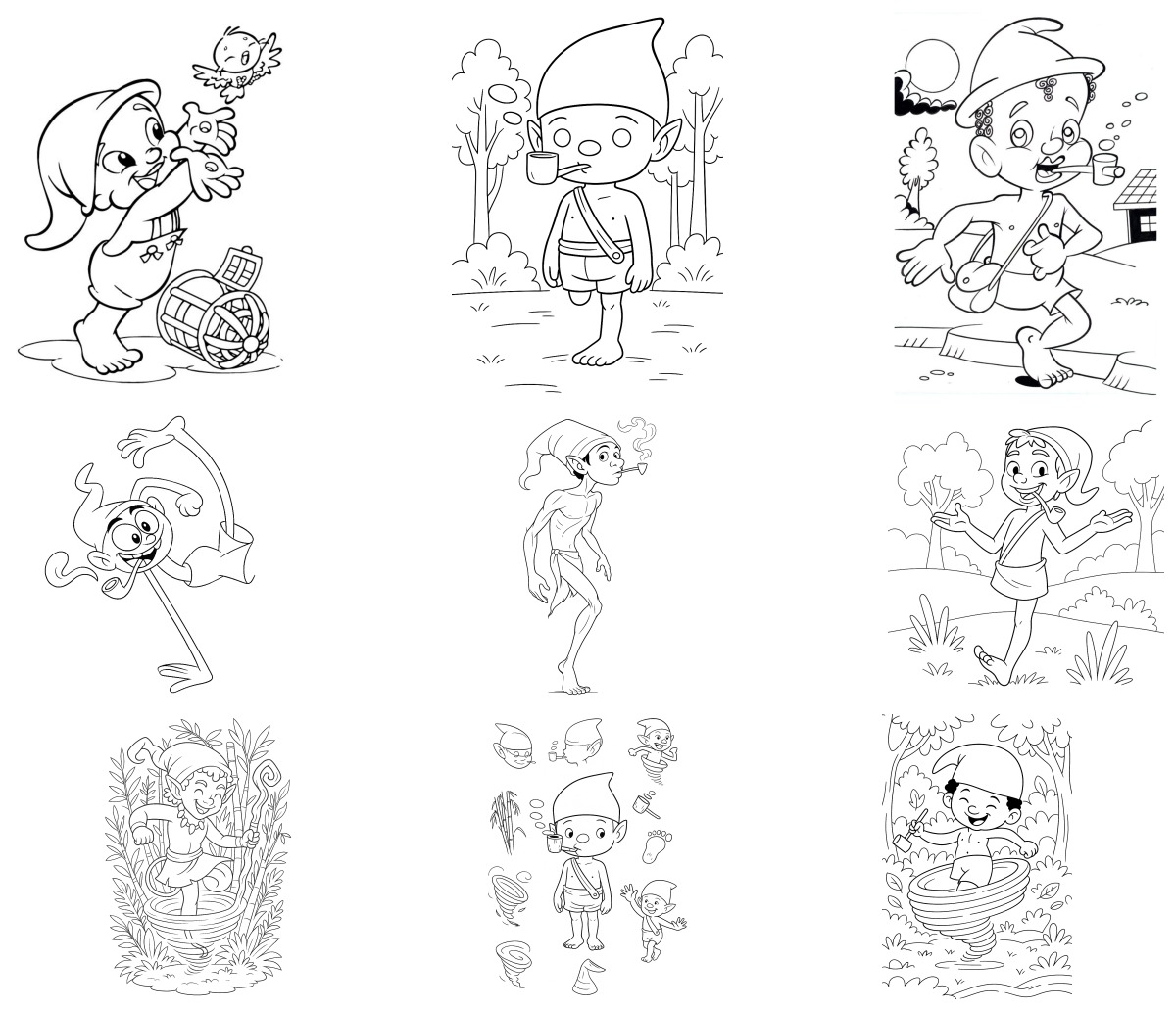 11 desenhos de Saci Pererê — Para colorir e imprimir