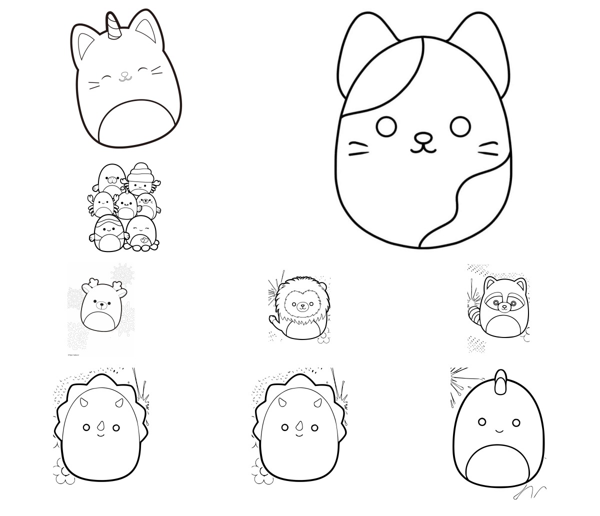 9 desenhos de Squishmallow — Para colorir e imprimir 9 desenhos de Squishmallow — Para colorir e imprimir