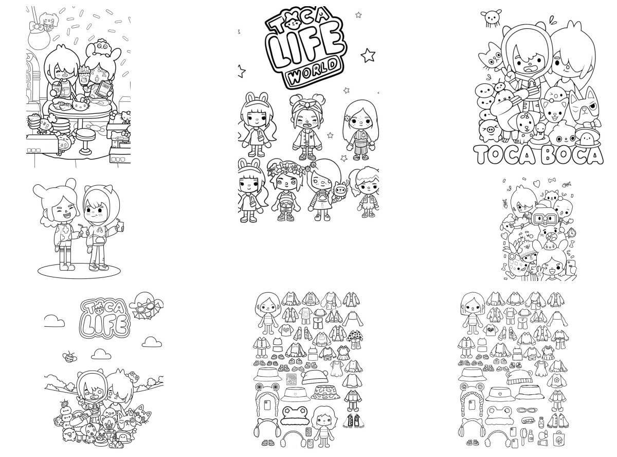 8 desenhos de Toca Boca World — Para colorir e imprimir