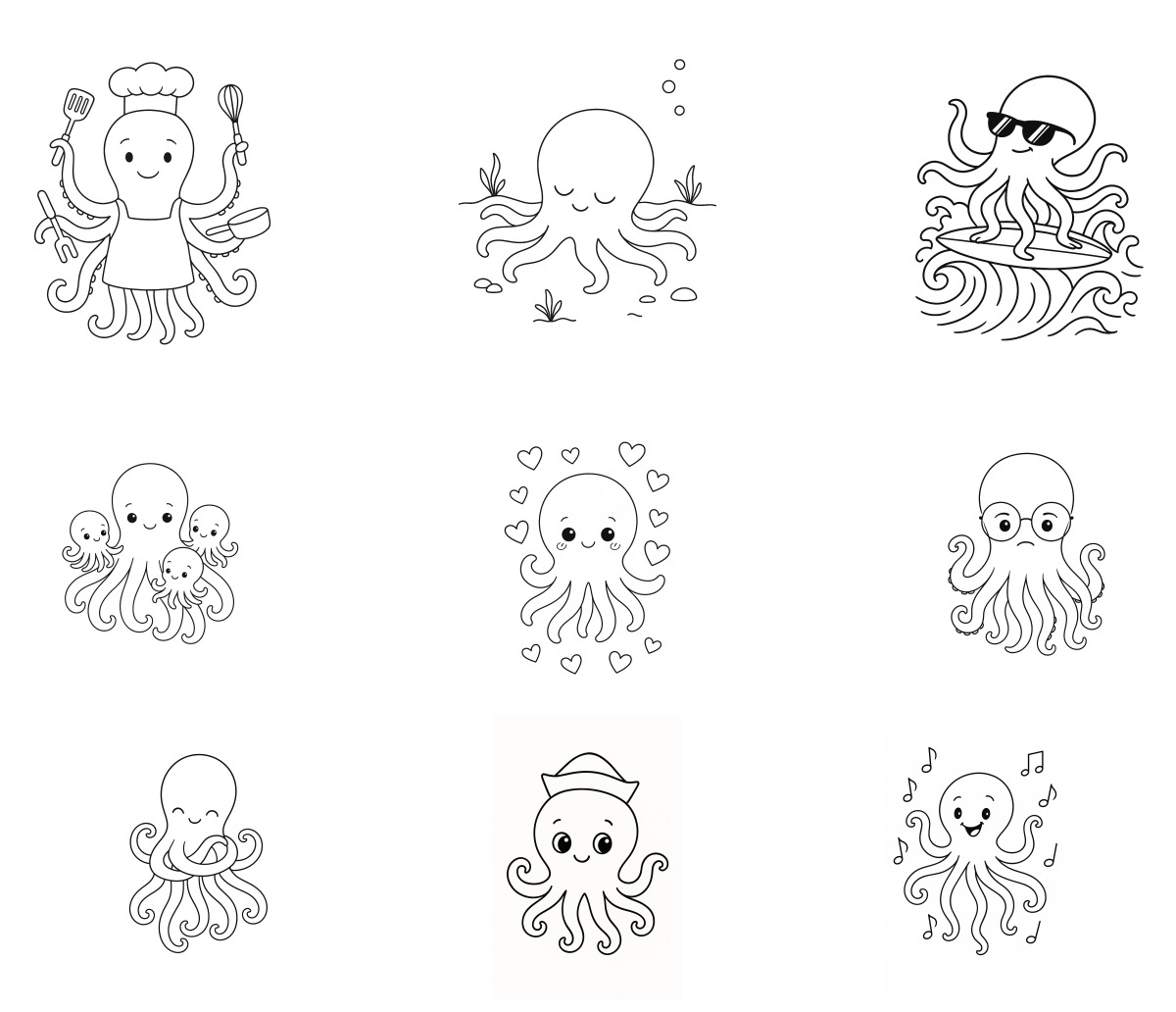 15 desenhos de Polvo — Para colorir e imprimir 15 desenhos de Polvo — Para colorir e imprimir