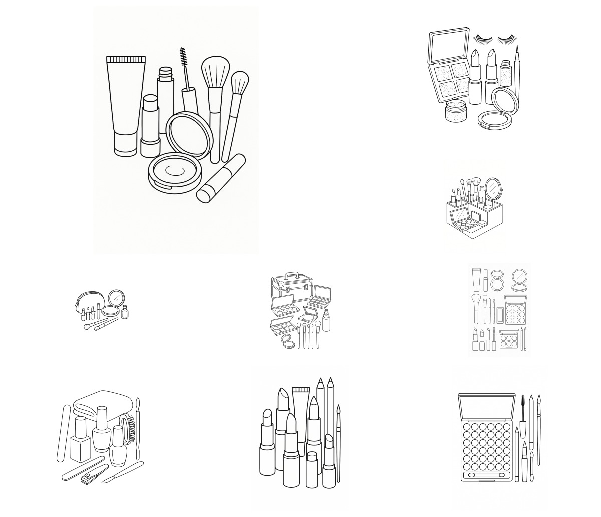 25 desenhos de Maquiagem — Para colorir e imprimir