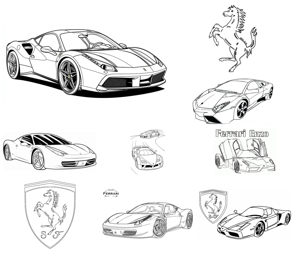 40 desenhos de Ferrari — Para colorir e imprimir 40 desenhos de Ferrari — Para colorir e imprimir