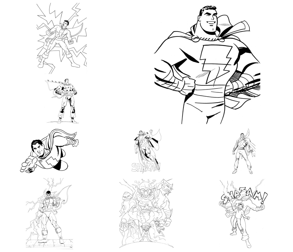 40 desenhos de Shazam — Para colorir e imprimir