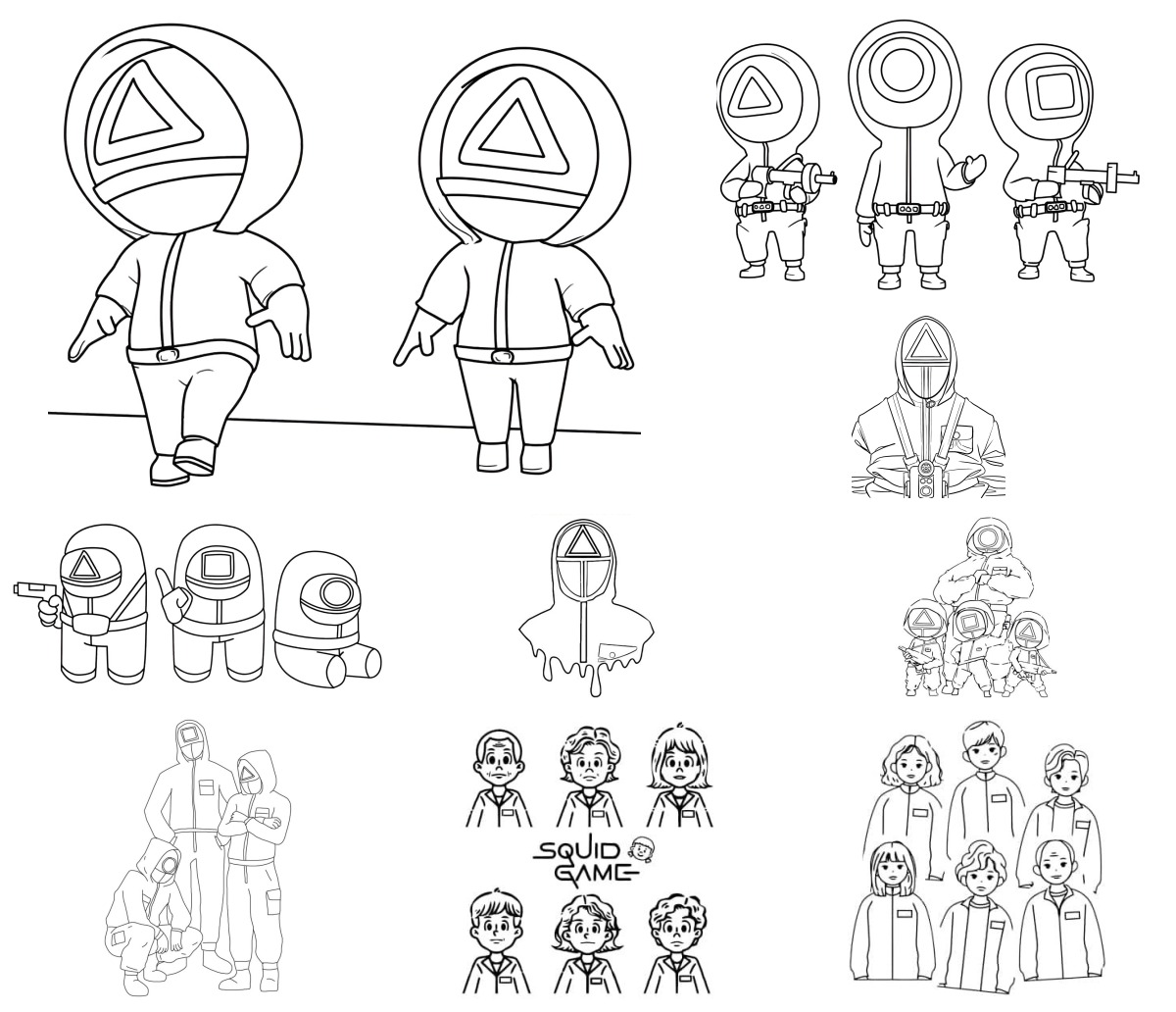 40 desenhos de Round 6 — Para colorir e imprimir