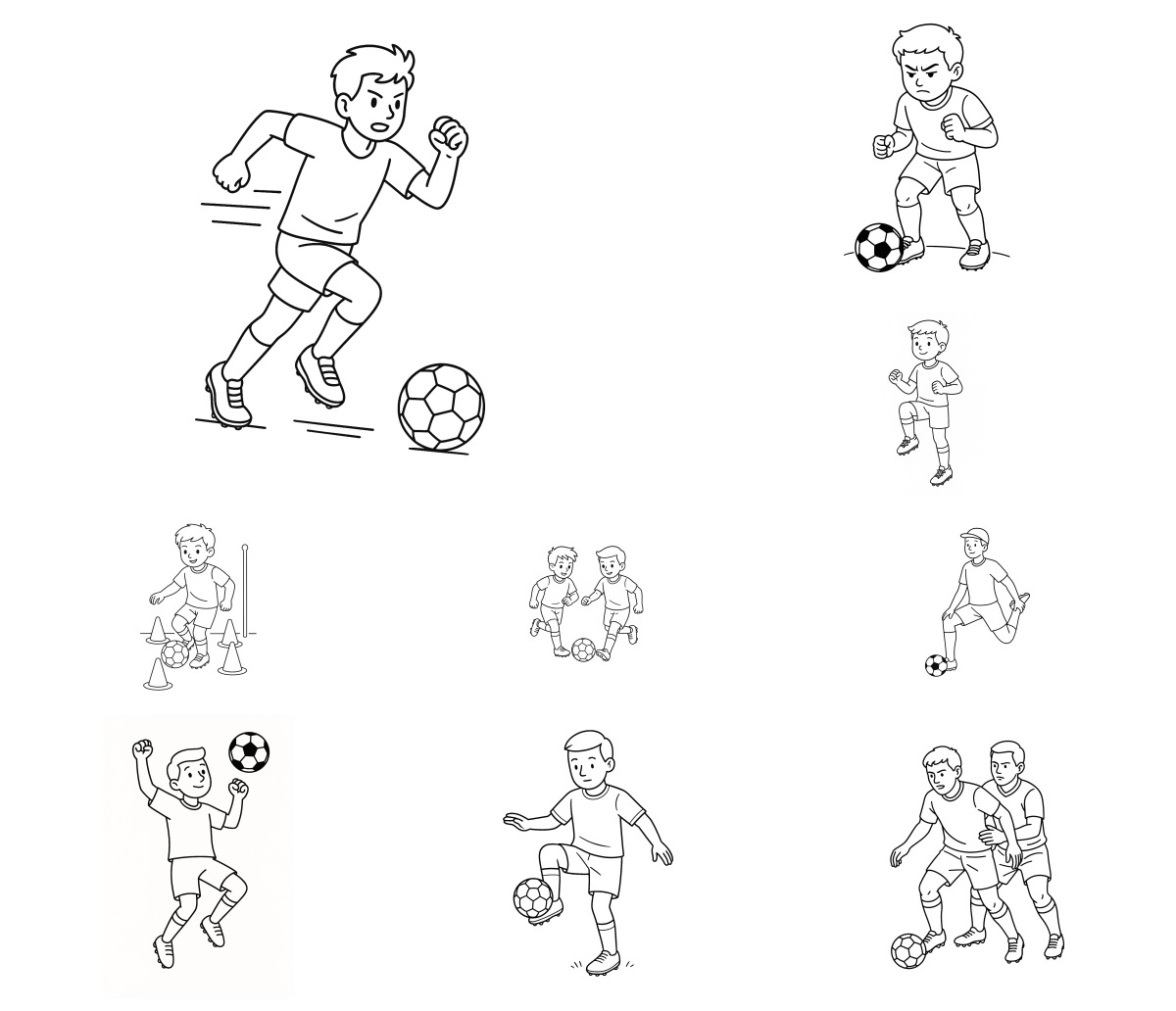 20 desenhos de Jogadores de Futebol — Para colorir e imprimir 20 desenhos de Jogadores de Futebol — Para colorir e imprimir