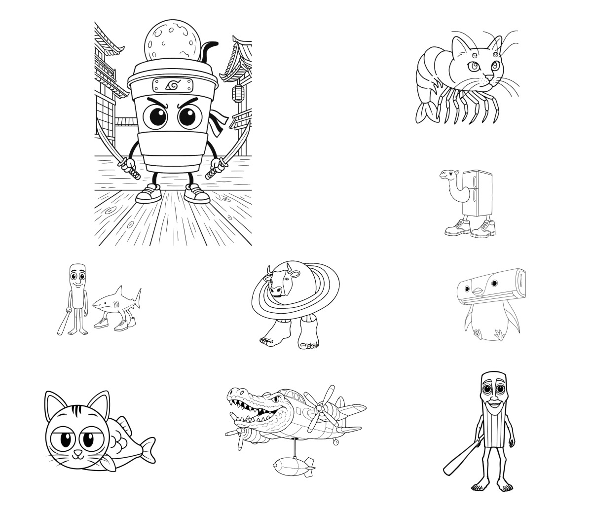 20 desenhos de Italian Brainrot — Para colorir e imprimir 20 desenhos de Italian Brainrot — Para colorir e imprimir