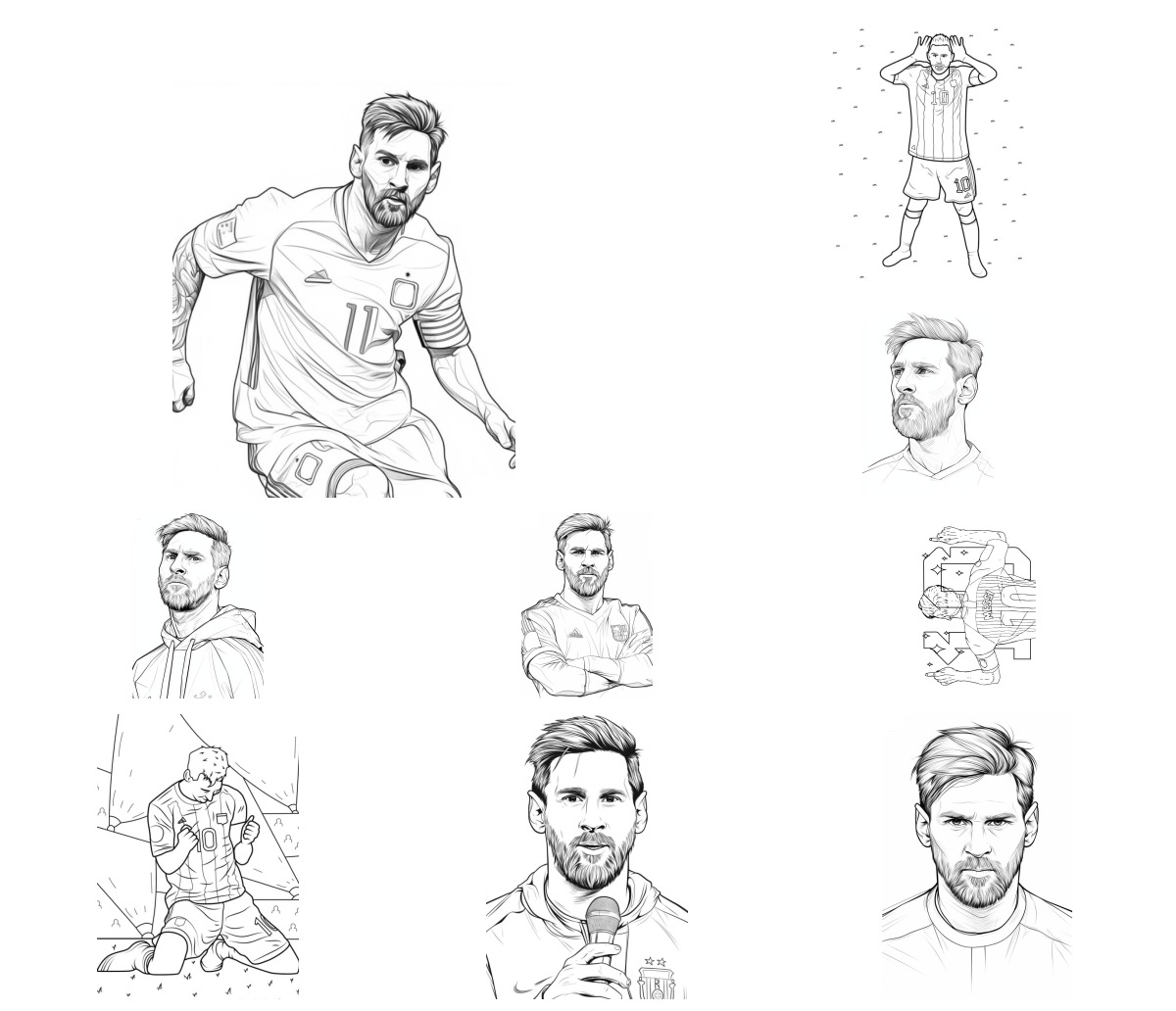 17 desenhos de Lionel Messi — Para colorir e imprimir