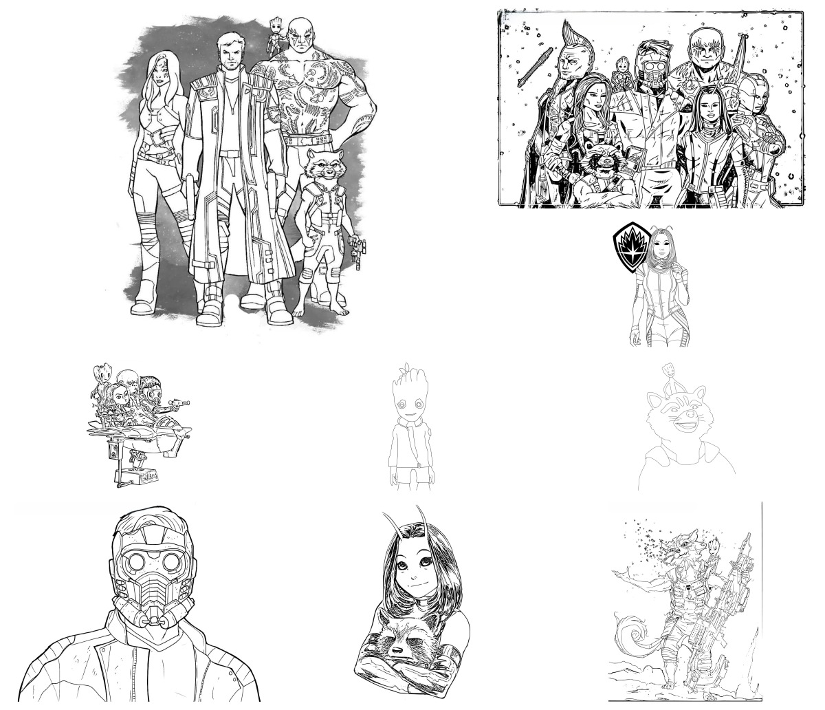 23 desenhos de Guardiões da Galáxia — Para colorir e imprimir