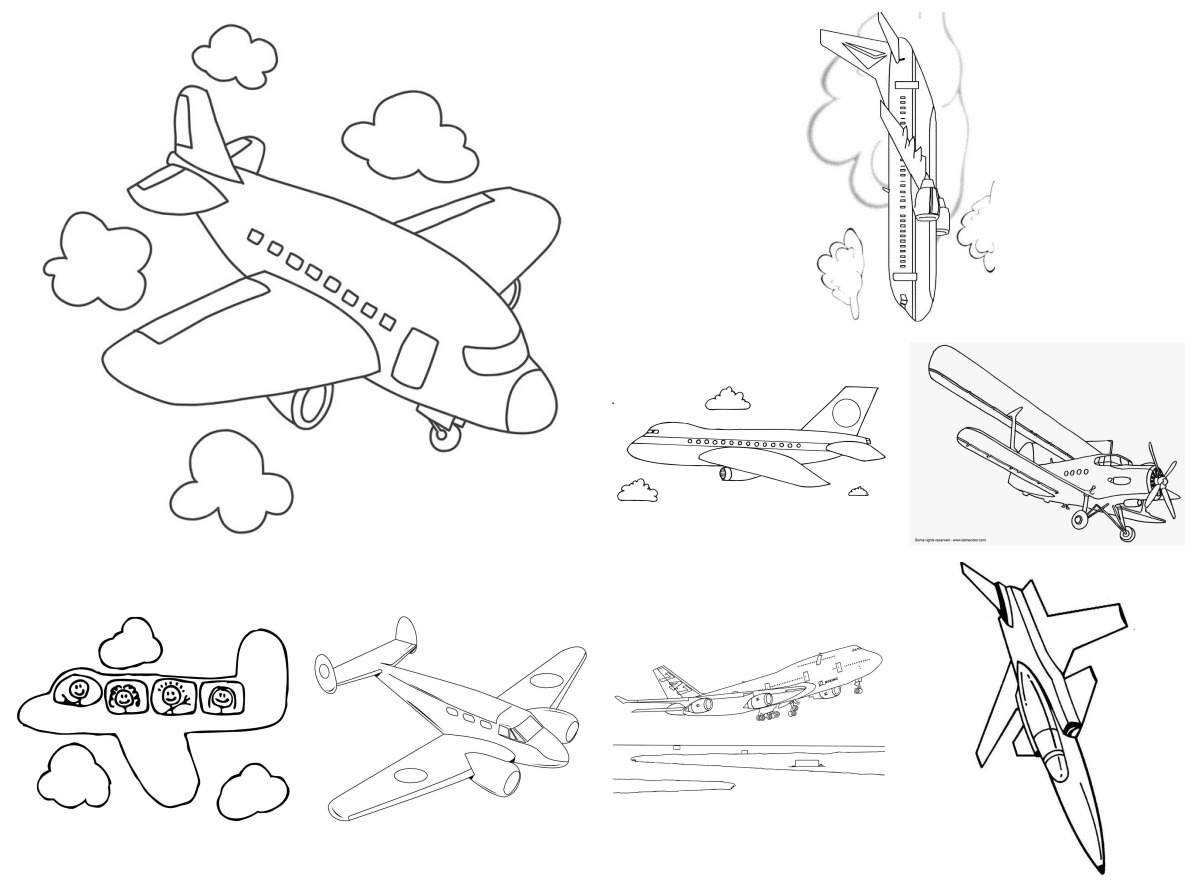 34 desenhos de Aviões — Para colorir e imprimir