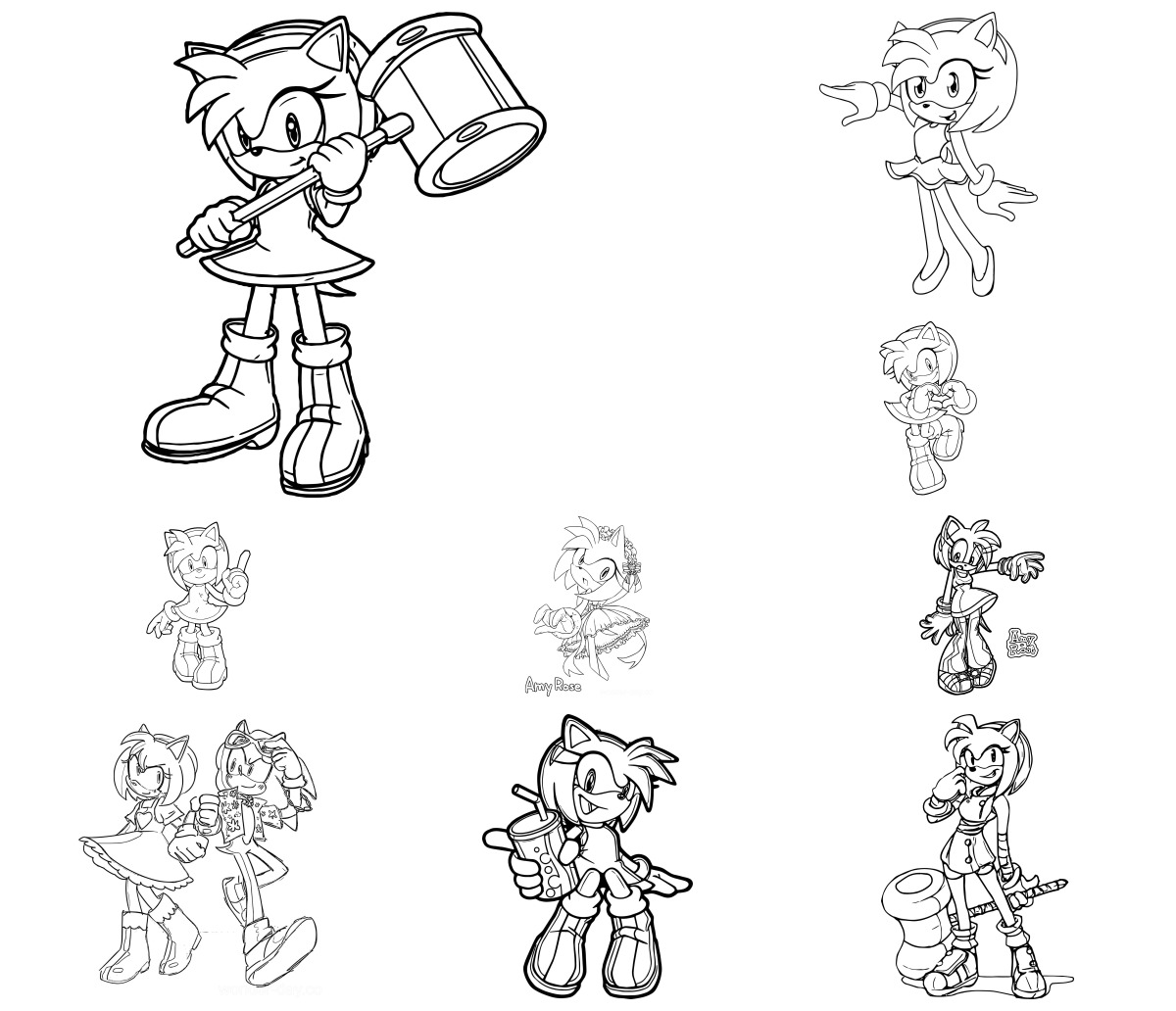 40 desenhos de Amy Rose — Para colorir e imprimir 40 desenhos de Amy Rose — Para colorir e imprimir