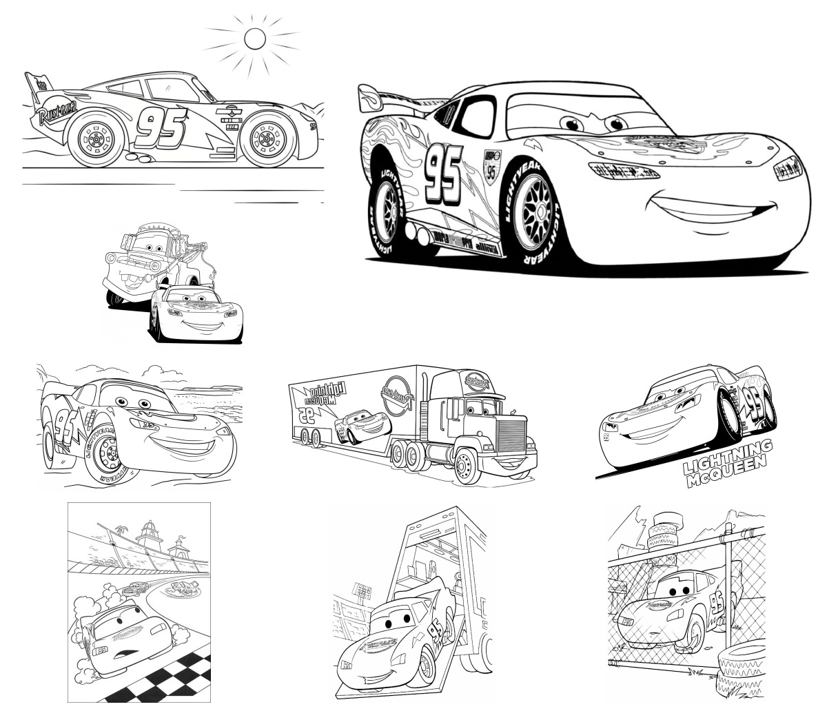 40 desenhos de Relâmpago McQueen — Para colorir e imprimir