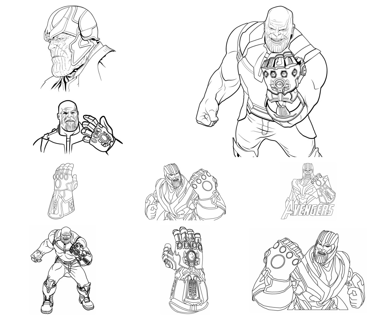 40 desenhos de Thanos — Para colorir e imprimir