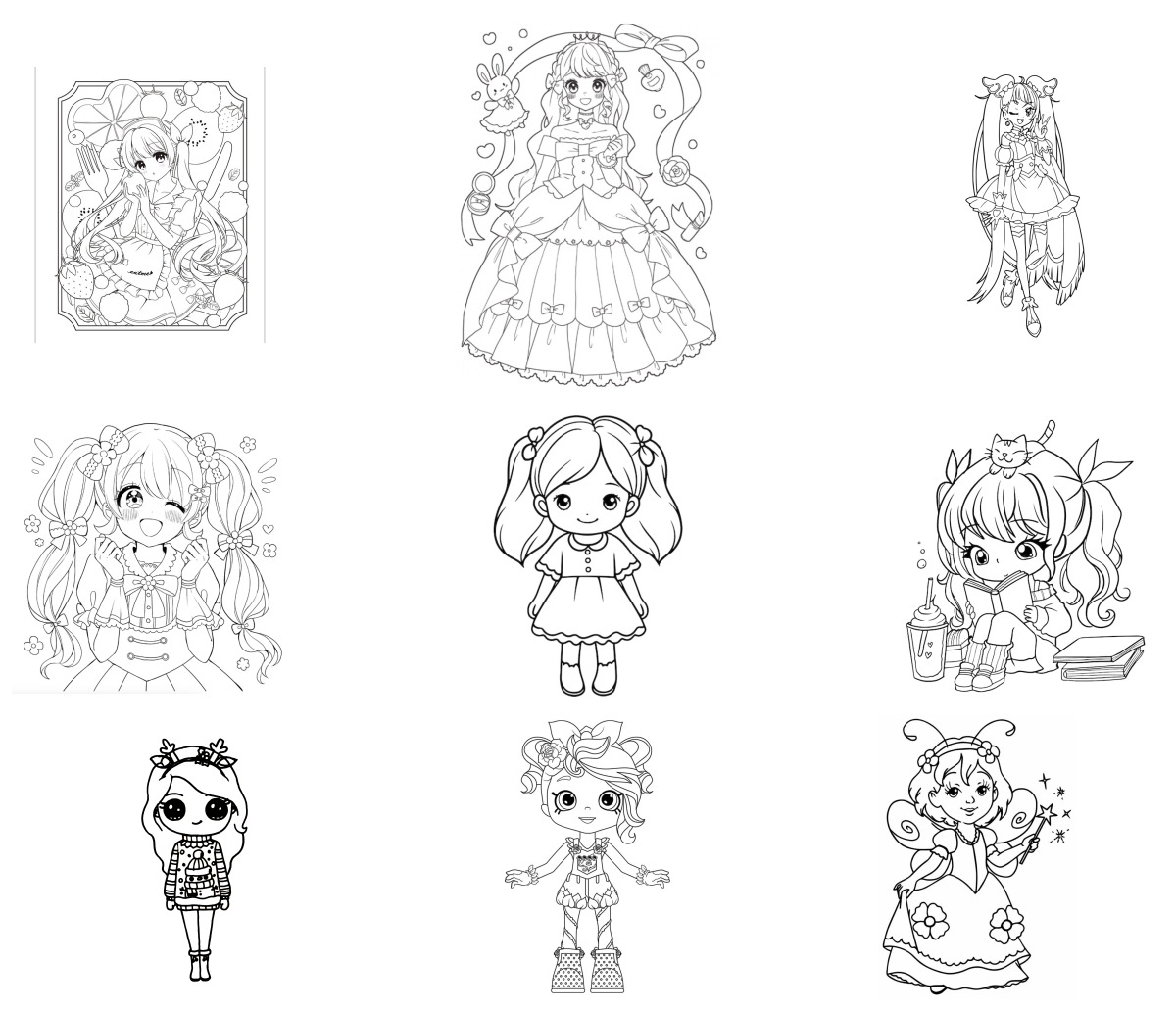 24 desenhos de Meninas — Para colorir e imprimir 24 desenhos de Meninas — Para colorir e imprimir