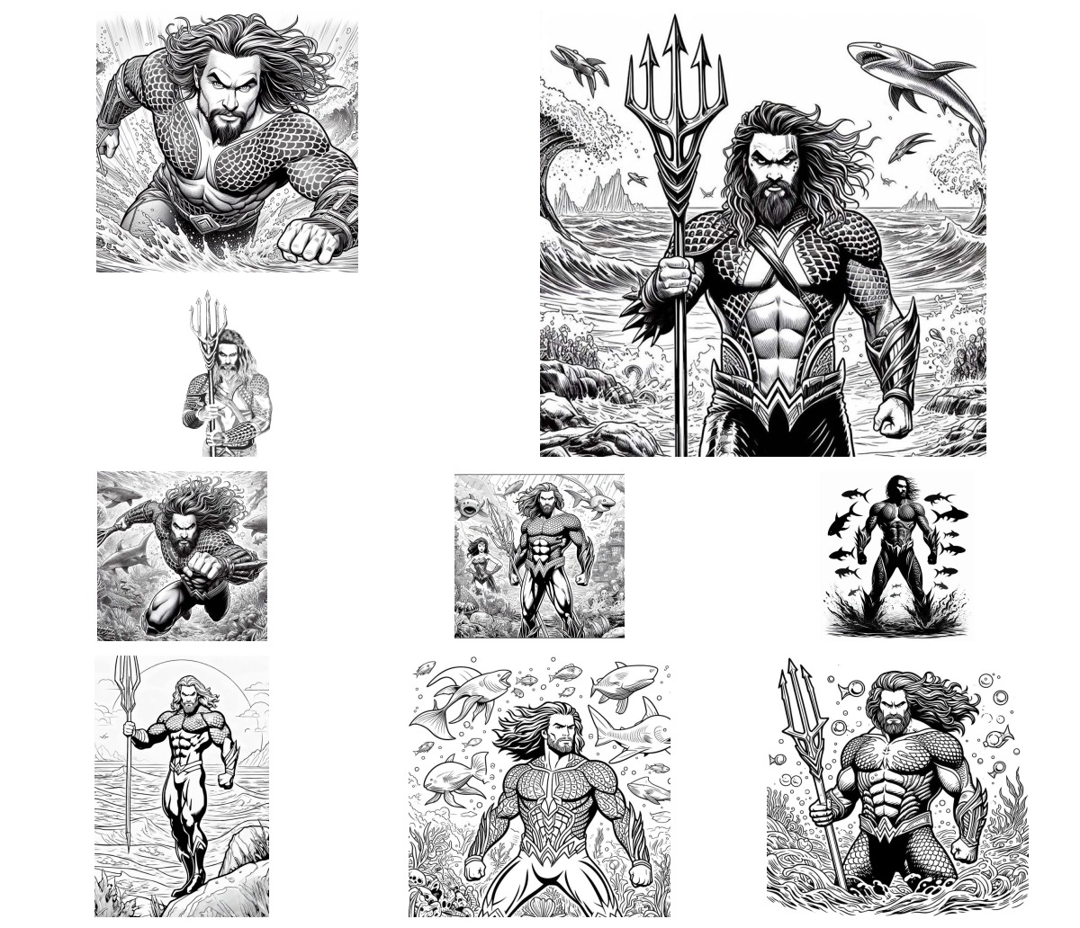 40 desenhos de Aquaman — Para colorir e imprimir
