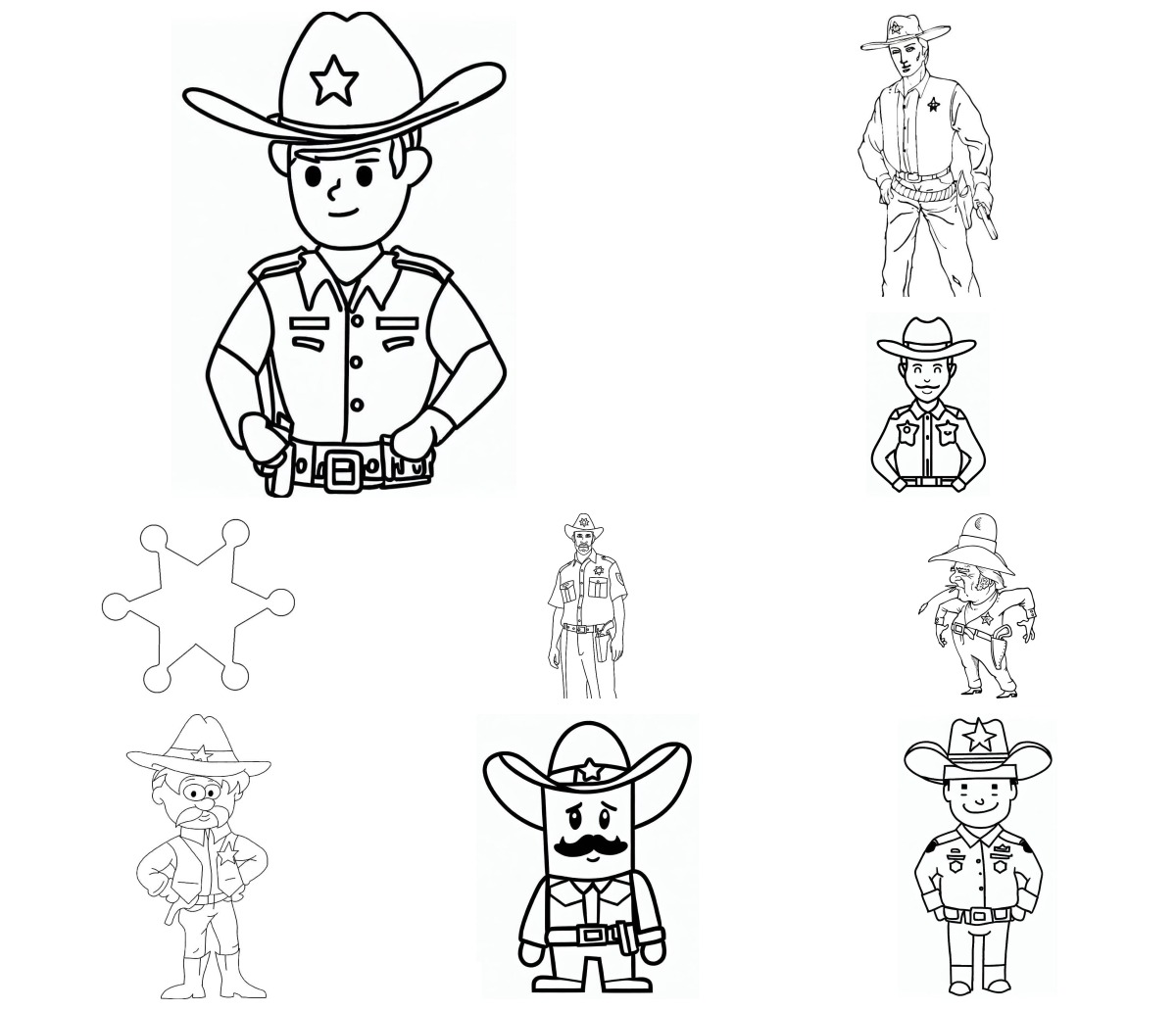 13 desenhos de Xerife — Para colorir e imprimir