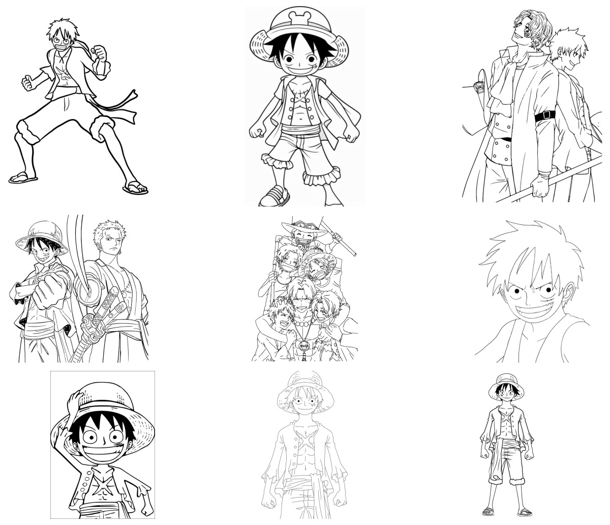 13 desenhos de Monkey D. Luffy — Para colorir e imprimir 13 desenhos de Monkey D. Luffy — Para colorir e imprimir