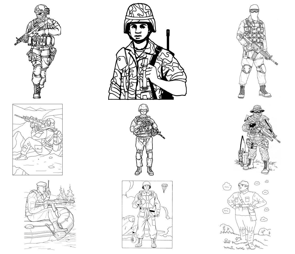 40 desenhos de Soldados — Para colorir e imprimir 40 desenhos de Soldados — Para colorir e imprimir