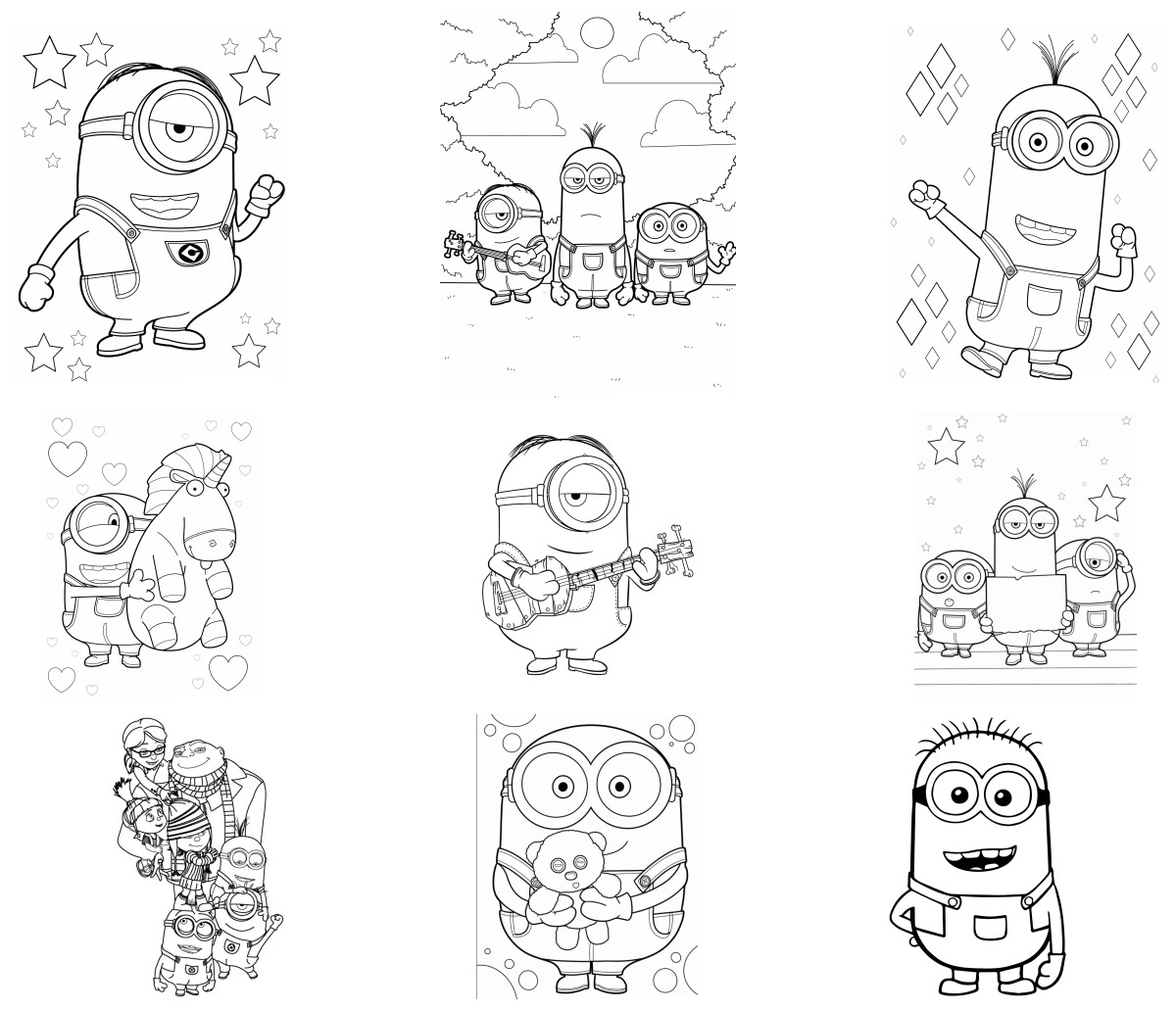 30 desenhos de Minions — Para colorir e imprimir 30 desenhos de Minions — Para colorir e imprimir