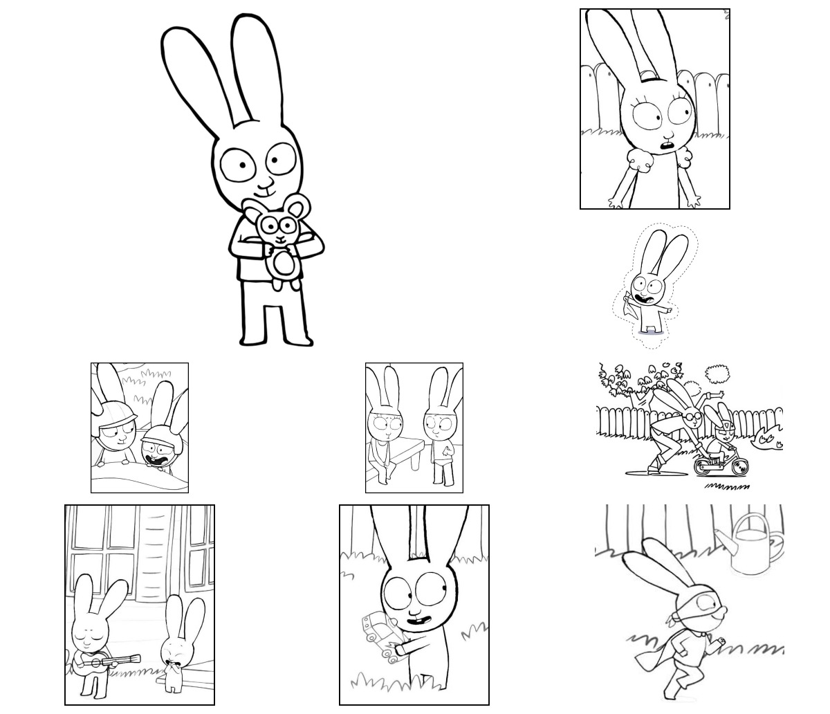 40 desenhos de Simon, o Supercoelho — Para colorir e imprimir