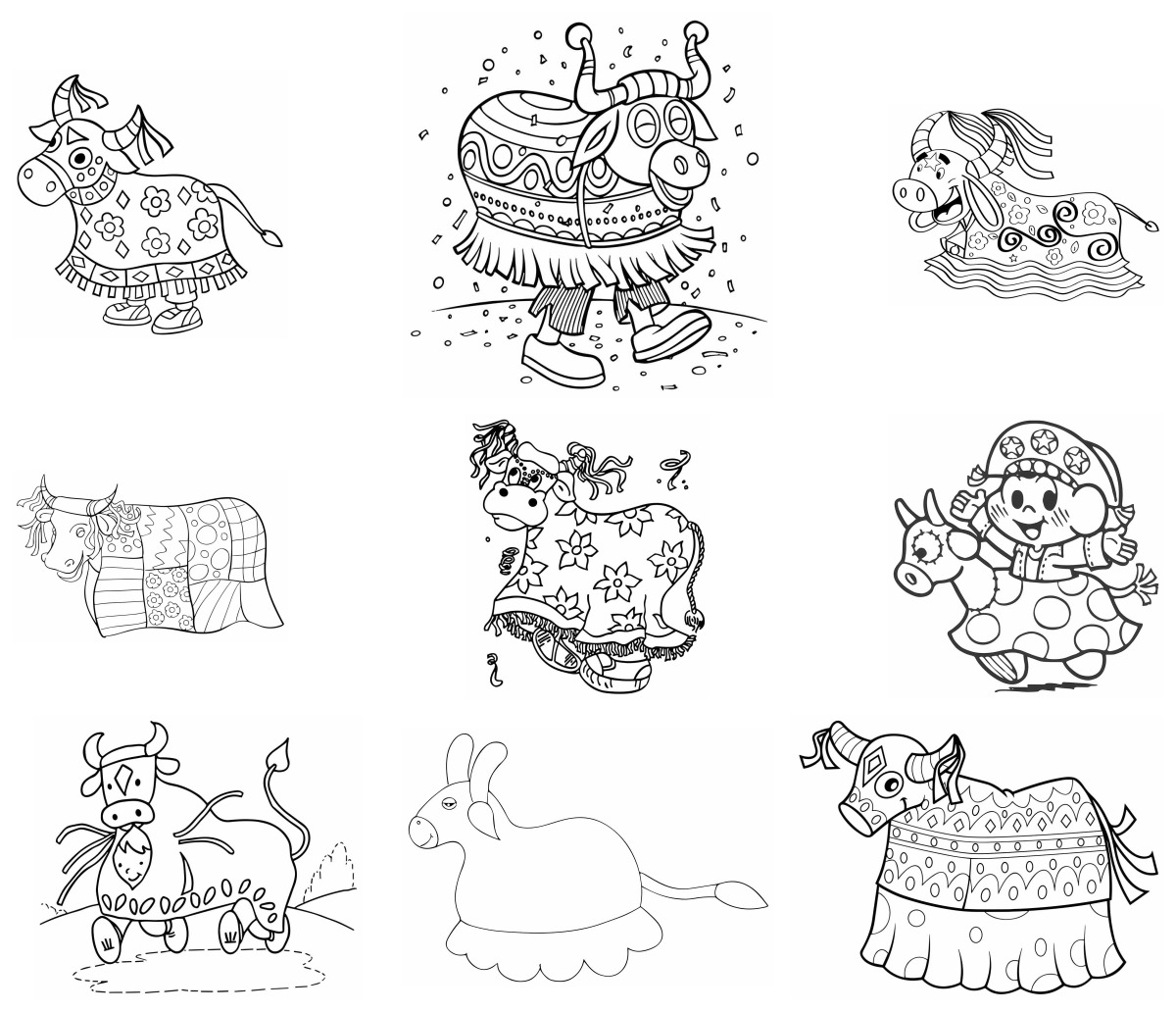 13 desenhos de Bumba Meu Boi — Para colorir e imprimir